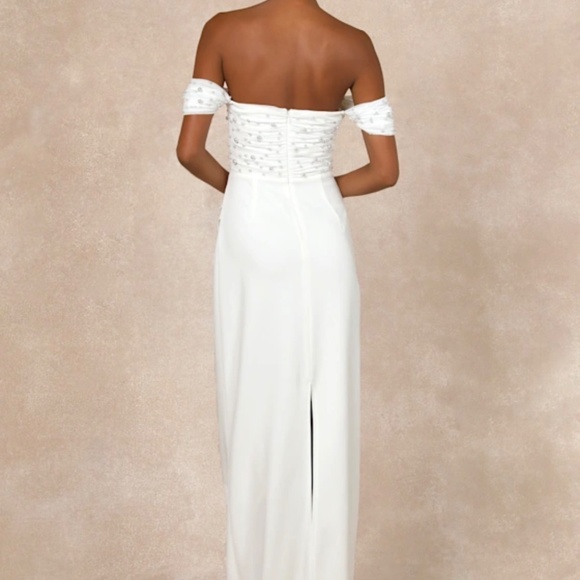 Lulus Immensely Charming White Mesh Pearl Bustier Maxi Dress - Picture 3 of 6